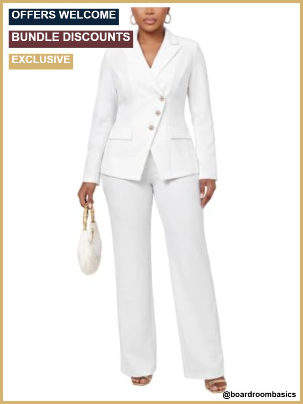 Women's Tailored Blazer & Straight Leg Pants 2 Piece Suit Set